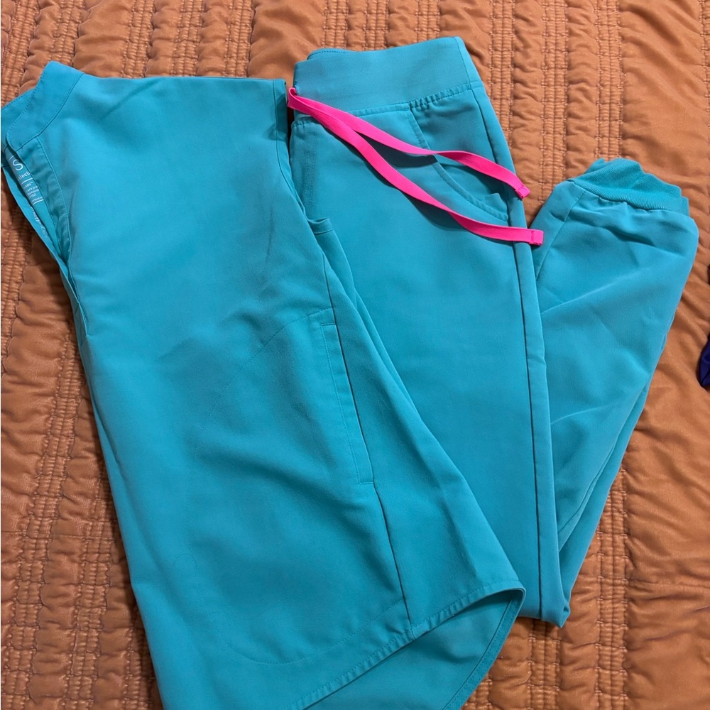 Surgical Green Joggers with Pink Drawstring